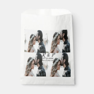 Add couple photo merry married add date year  favour bags