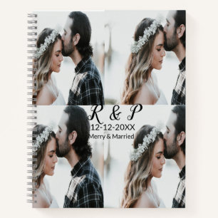 Add couple photo merry married add date year  notebook