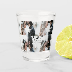 Add couple photo merry married add date year  shot glass