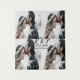 Add couple photo merry married add date year tapestry