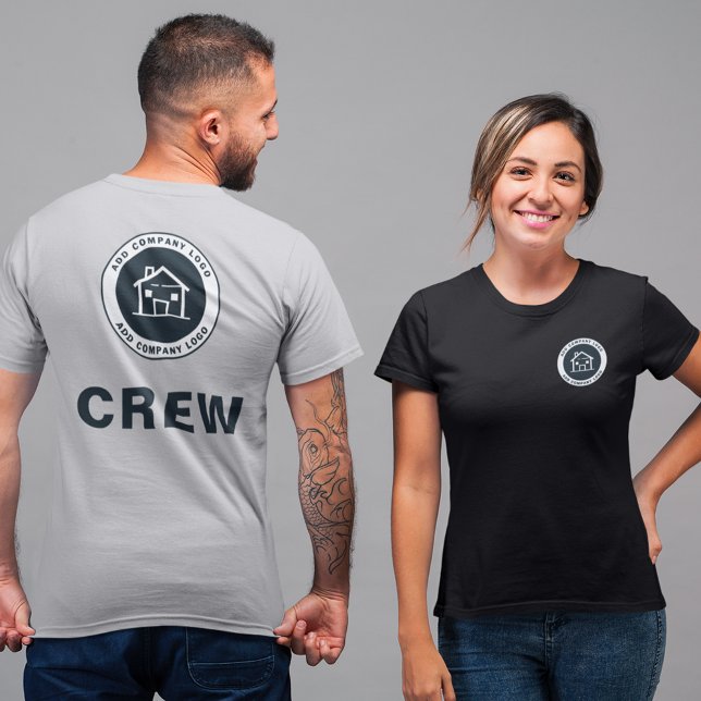 Add Custom Business Logo Company Employee T-Shirt (Your Business Logo Real Estate Agents Crew T-Shirt)