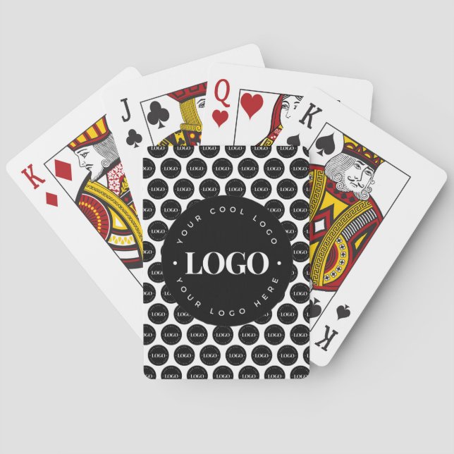 Add Custom Company Business Big Small Logo Pattern Playing Cards (Back)
