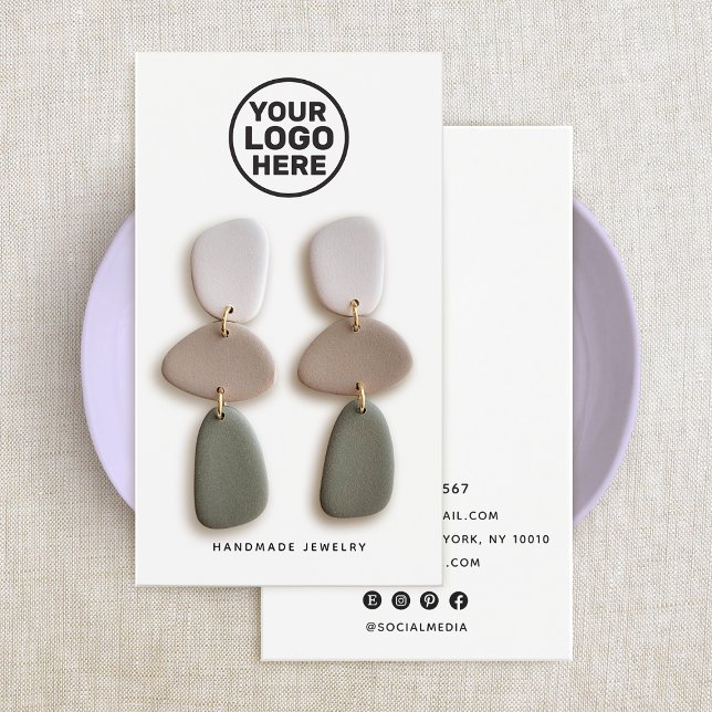 Add Custom Logo White Earring Display Holder (Creator Uploaded)