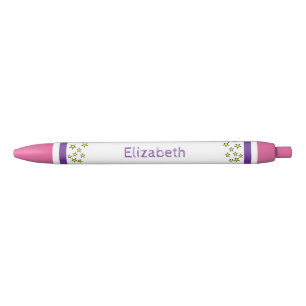 Add custom name stars yellow purple black ink pen