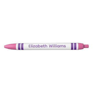 Add custom name stripes pink purple black ink pen