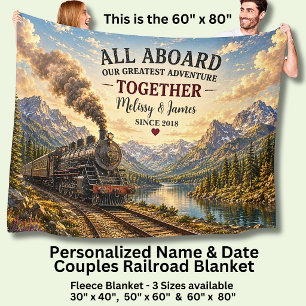 Add Details Couples Steam Train Near River Fleece Blanket