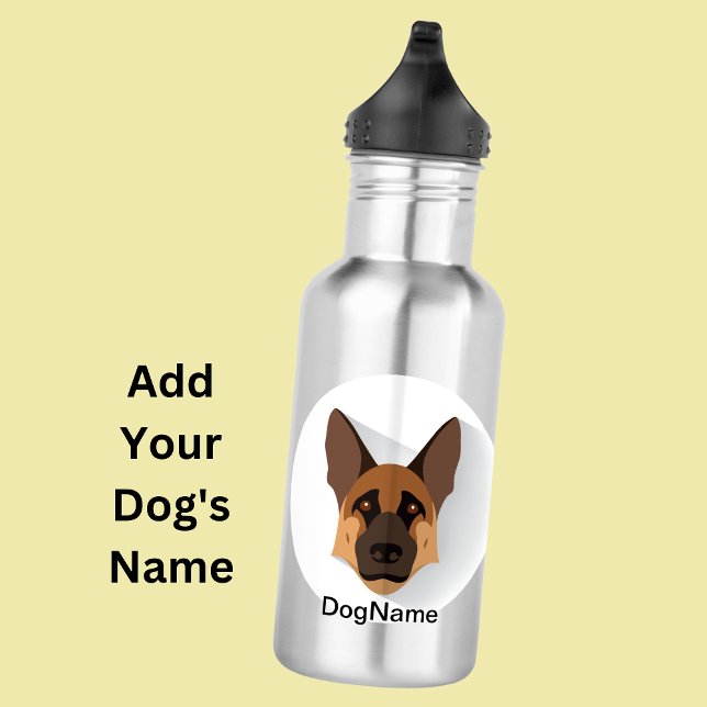 Add Dog Name, German Shepherd GSD 532 Ml Water Bottle (Creator Uploaded)