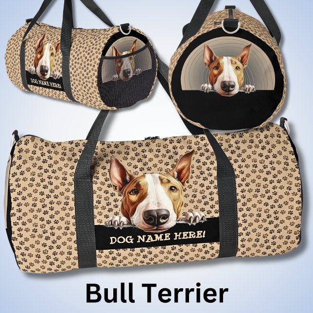 Add Dog Name or Your Name, Bull Terrier Duffle Bag (Creator Uploaded)