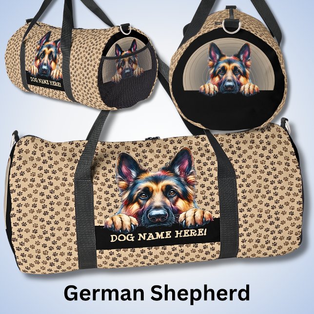 Add Dog Name or Your Name, German Shepherd Duffle Bag (Creator Uploaded)