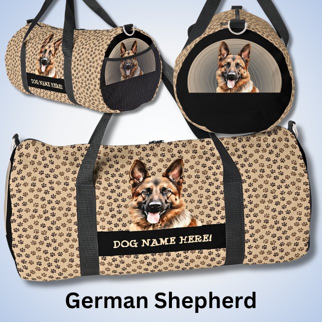 Add Dog Name or Your Name, German Shepherd Duffle Bag (Creator Uploaded)