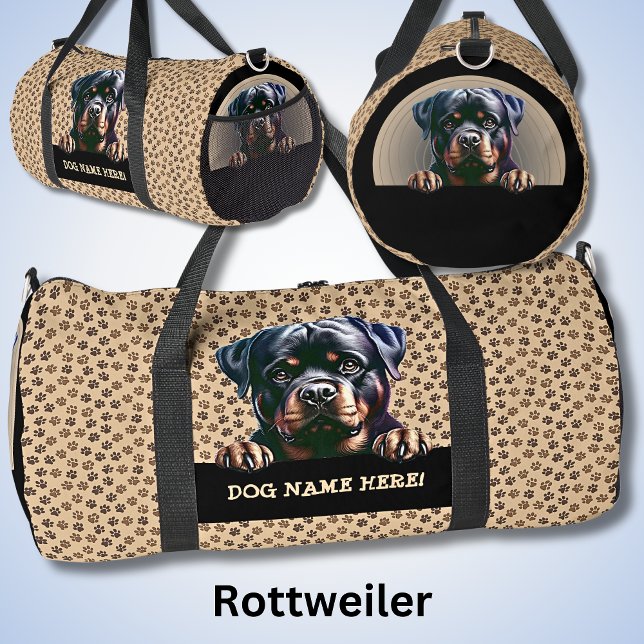 Add Dog Name or Your Name, Rottweiler  Duffle Bag (Creator Uploaded)