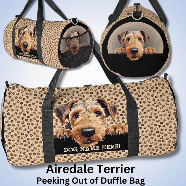Add Dog Name Your Name, Airedale Terrier Duffle Bag (Creator Uploaded)