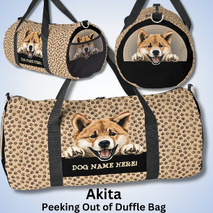 Add Dog Name Your Name, Akita Duffle Bag