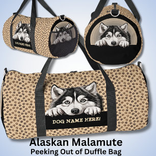 Add Dog Name Your Name, Alaskan Malamute Duffle Bag