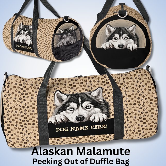Add Dog Name Your Name, Alaskan Malamute Duffle Bag (Creator Uploaded)