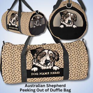 Add Dog Name Your Name, Australian Shepherd Duffle Bag
