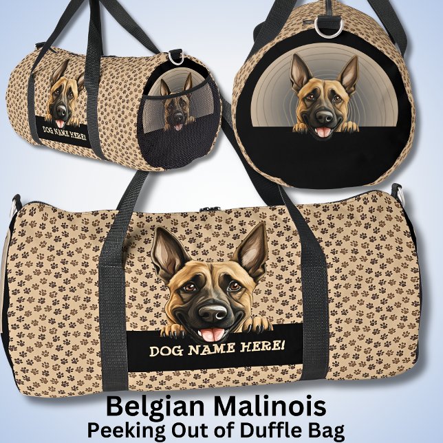 Add Dog Name Your Name, Belgian Malinois Duffle Bag (Creator Uploaded)