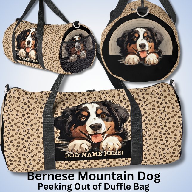 Add Dog Name Your Name, Bernese Mountain Dog Duffle Bag (Creator Uploaded)