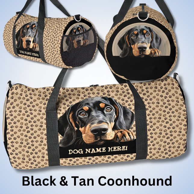 Add Dog Name, Your Name, Black & Tan Coonhound Duffle Bag (Creator Uploaded)