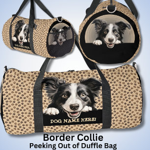 Add Dog Name Your Name, Border Collie Duffle Bag