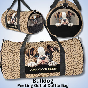 Add Dog Name Your Name, Bulldog Duffle Bag