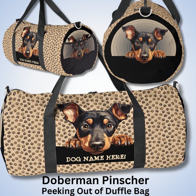 Add Dog Name Your Name, Doberman Pinscher Duffle Bag (Creator Uploaded)