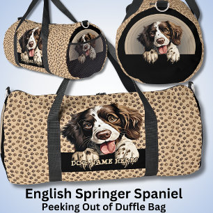 Add Dog Name Your Name, English Springer Spaniel Duffle Bag