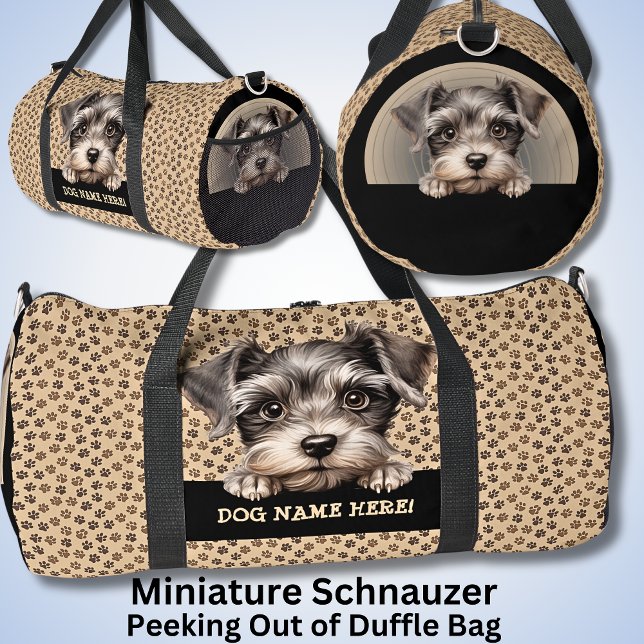 Add Dog Name Your Name, Miniature Schnauzer Duffle Bag (Creator Uploaded)
