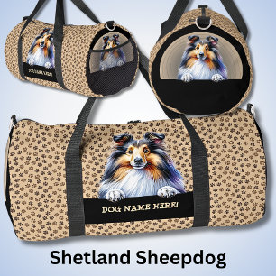 Add Dog Name Your Name, Shetland Sheepdog Duffle Bag