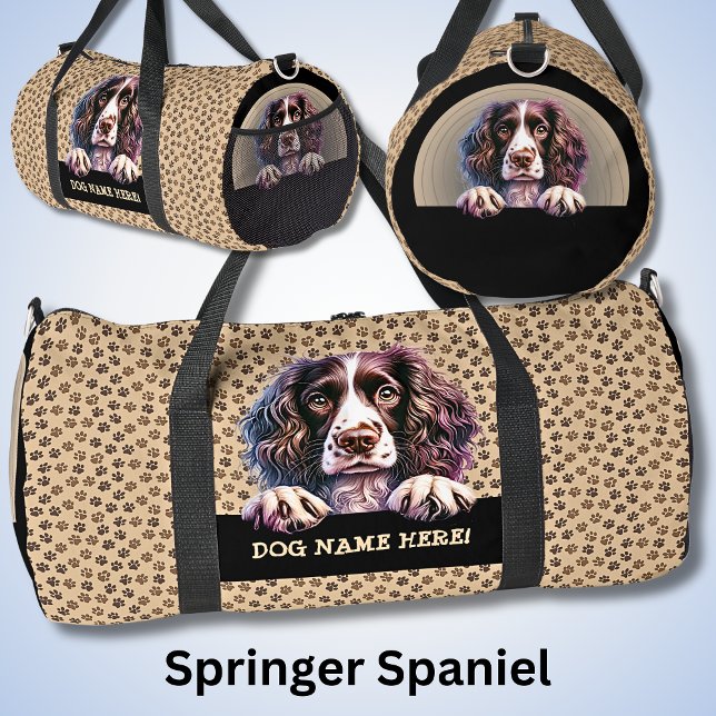 Add Dog Name Your Name, Springer Spaniel Duffle Bag (Creator Uploaded)