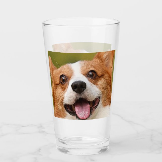 Add Dog Photo Personalised Customised Glass (Front)