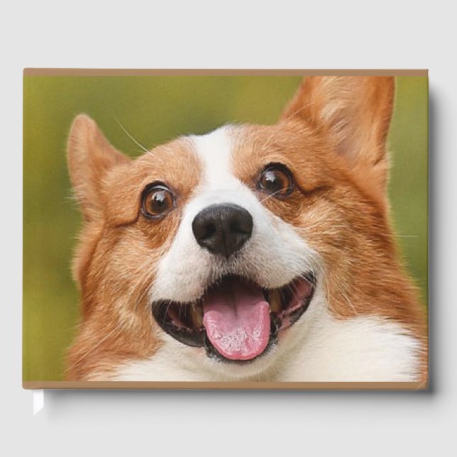 Add Dog Photo Personalised Customised Guest Book (Front)