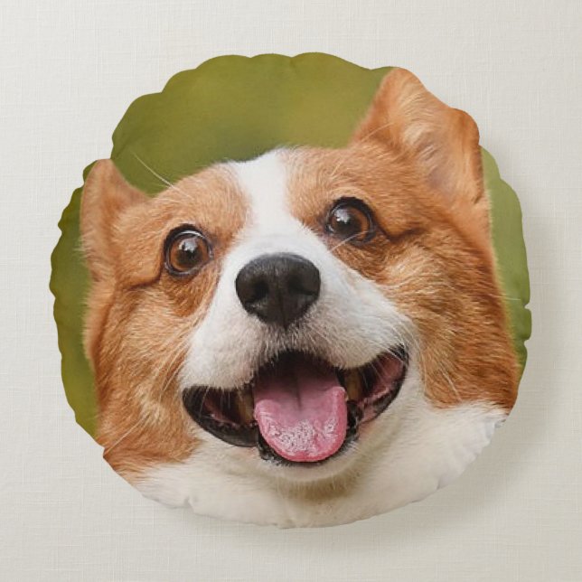 Add Dog Photo Personalised Customised Round Cushion (Front)