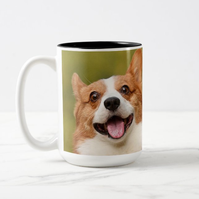 Add Dog Photo Personalised Customised Two-Tone Coffee Mug (Left)