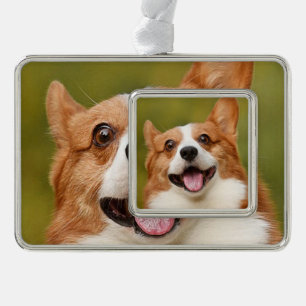 Add Dog Photo Personalized Customized Silver Plated Framed Ornament