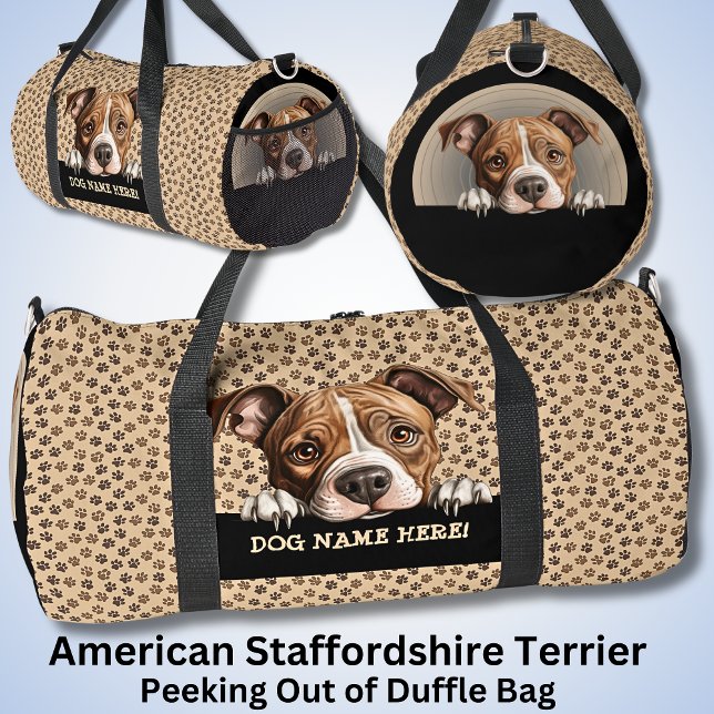 Add Dog Your Name American Staffordshire Terrier Duffle Bag (Creator Uploaded)