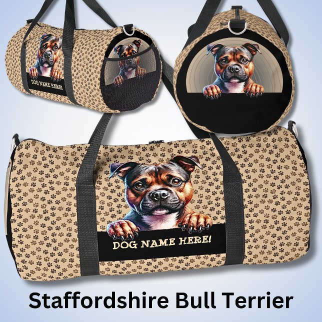 Add Dog Your Name,  Staffordshire Bull Terrier Duffle Bag (Creator Uploaded)