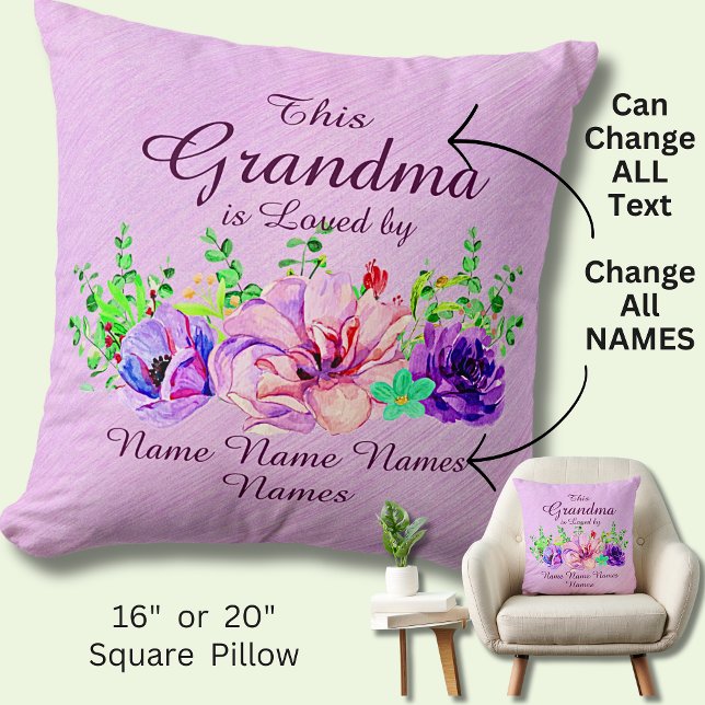 Add Edit Names - This Grandma is Loved by Floral Cushion (Creator Uploaded)