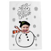  Add Face Photo Snowman & Snowflakes Let It Snow Medium Gift Bag (Front)
