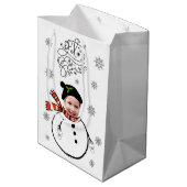  Add Face Photo Snowman & Snowflakes Let It Snow Medium Gift Bag (Back Angled)