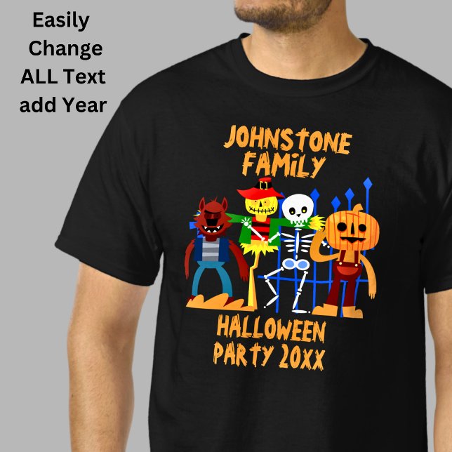 Add Family Name Edit Text Halloween Party Year  T-Shirt (Creator Uploaded)