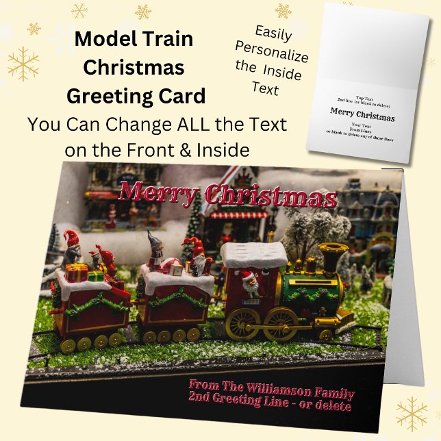 Add Family Name Model Steam Train Christmas Card (Creator Uploaded)