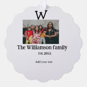 Add family name photo year rustic vintage reunion tree decoration card