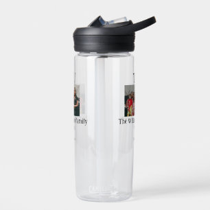 Add family name photo year rustic vintage reunion water bottle