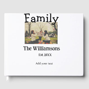 Add family name photo year rustic vintage template guest book