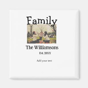 Add family name photo year rustic vintage template magnet