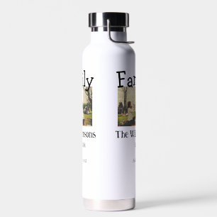 Add family name photo year rustic vintage template water bottle