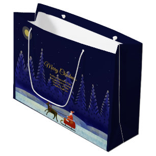 Add Family / Organisation Name Blue + Santa Large Gift Bag