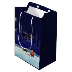 Add Family / Organisation Name Blue + Santa Medium Gift Bag