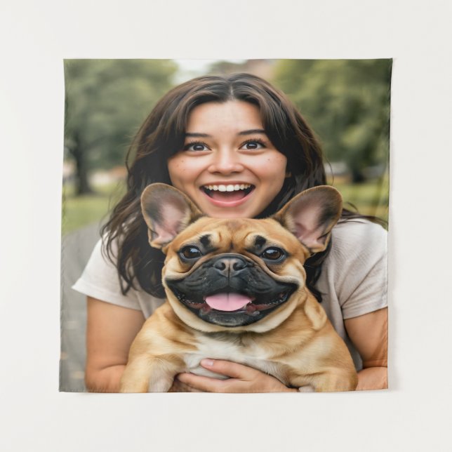 Add French Bulldog Photo Personalise Tapestry (Front)